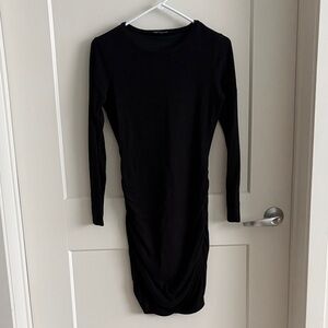 Express Black Long Sleeve Ruched Bodycon Dress